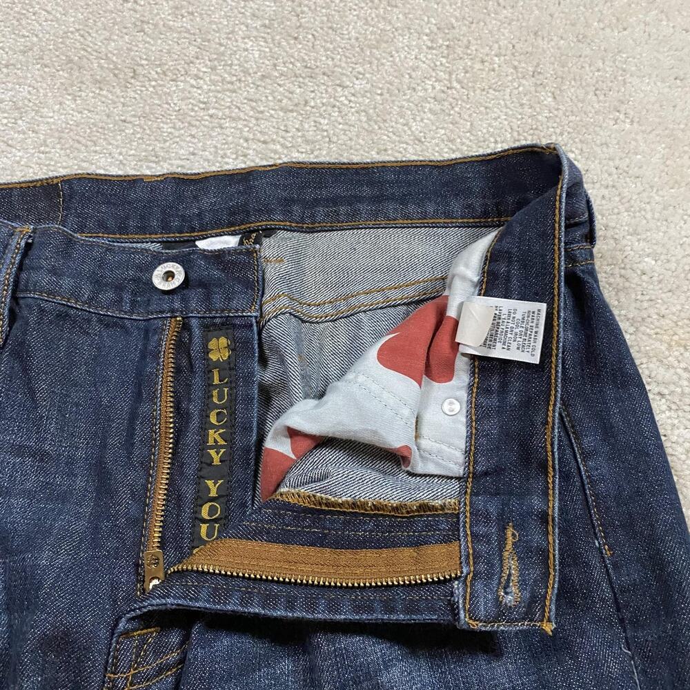 Lucky Brand 181 Relaxed Straight Jeans Mens 34x32 Blue Denim Dark Wash Baggy - Picture 4 of 12